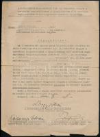 1946 Szemes Vazulné ht. alezredes özvegyének szóló levél nyugdíj csökkentésről aláírásokkal