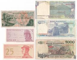 Indonézia 6xklf bankjegytétel T:I-III Indonesia 6xdiff banknote lot C:UNC-F