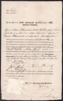1860 Pesti cégbíróság, Anton Blasovich és Eduard Blasovich között kötött üzleti szerződés aláírásaikkal, papírfelzettel, lap alján egy Lechner n. személy aláírásával, foltos, lap alján hajtásnyom mentén szakadással
