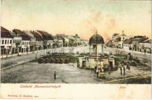 Marosvásárhely, Targu Mures; Fő tér, kút. Petróczy G. / main square, well (fl)