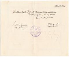 Gyenesdiás 1928. "Gyenesdiási Balaton Fürdő Egyesület" részesjegye 15P-ről bélyegzéssel T:...