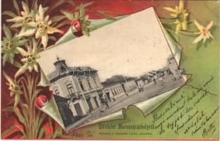 1901 Marosvásárhely, Targu Mures; Kossuth Lajos utca, bor és sör, Novák János üzlete. Szecessziós litho, Holbach Ede kiadása / street, shops, beer and wine hall. Art Nouveau, litho