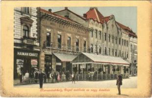 Marosvásárhely, Targu Mures; Royal szálloda és nagy kávéház, Haiman Ignác és Stausz József üzlete. Tulajdonos Stausz József / hotel and cafe and shops (EK)