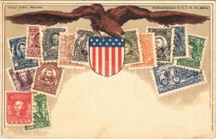 United States of America. Stamps, coat of arms. Ottmar Zieher Art Nouveau, litho (EK)
