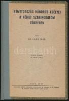 Dr. Lajos Iván: Németország háborús esélyei a német szakirodalom tükrében. Pécs, 1939, Pécsi Egyetemi Könyvkiadó és Nyomda. Félvászon kötés a papírborító felhasználásával