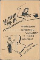 cca 1940 Szelecky Zita mint Mária főhadnagy, fotó, a Fővárosi Operettszínház reklámlapjára ragasztva...