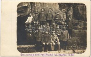 1915 Erinnerung an Cirey (Frankr.) / WWI German military, group of soldiers in France. photo