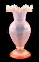 Rózsaszín üveg váza. Muranoi. Formába fújt, hibátlan 15,5 cm