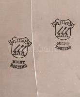 Wellner alpakka 12 személyes evőeszköz készlet 7 x 12 db + 5 szedő = 89 darabos. Jelzett, szép állap...