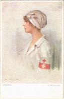 Charitas / WWI Austro-Hungarian K.u.K. military art postcard, Red Cross nurse. B.K.W.I. 219-2. s: H. Salzer (EK)