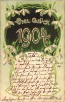 1904 Viel Glück / New Year greeting card, Art Nouveau, Emb. litho