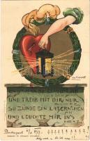 1899 (Vorläufer) Und wenn du glaubst ich... / Art Nouveau, litho. Szénásy és Reimann, Verlag Helios s: G. Graf (tears)