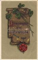 Fröhliches neues Jahr / New Year greeting, Art Nouveau, litho. HWB Ser. 4227. Emb. (EB)