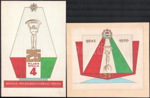 cca 1960-1970 13 db szocreál dekorációterv, vegyes technika, papír, 19x21,5 cm és 31x21 cm közötti méretekben