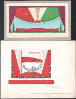 cca 1960-1970 13 db szocreál dekorációterv, vegyes technika, papír, 19x21,5 cm és 31x21 cm közötti m...