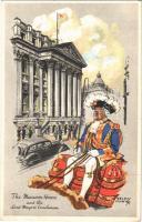 London, The Mansion House and the Lord Mayors Coachman. Raphael Tuck & Sons London Character Series s: Helen McKie