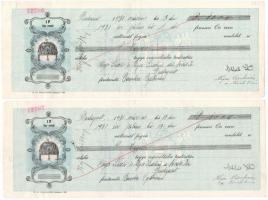 ~1930-1931. 5db-os kitöltött váltó tétel magyar és csehszlovák bélyegekkel, bélyegzésekkel T:III