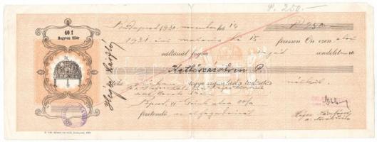 ~1930-1931. 5db-os kitöltött váltó tétel magyar és csehszlovák bélyegekkel, bélyegzésekkel T:III