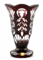 Bordó kristály váza. Hibátlan m: 13 cm