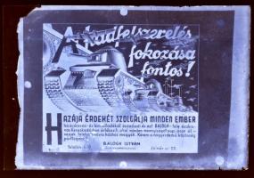 cca 1942-1944 A hadfelszerelés fokozása fontos! II. világháborús plakát üvegnegatívon, 6×9 cm