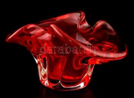 Rubin piros üveg dísz váza. Kézi hutaüveg .Hibátlan. 17x13x10 cm