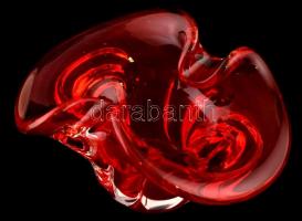 Rubin piros üveg dísz váza. Kézi hutaüveg .Hibátlan. 17x13x10 cm