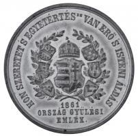 1861. Országgyűlési Emlék Sn emlékérem. HON SZERETET S EGYETÉRTÉSBE VAN ERŐ S ISTENI ÁLDÁS - 1861 ORSZÁG GYŰLÉSI EMLÉK / E HAZA CSAK AKKOR TULAJDONUNK HA TÖRVÉNYEINKET NEM IDEGENEK KEZELIK - HAZÁDNAK RENDÜLETLENÜL LÉGY HÍVE..... (35,23g/50mm) T:1- Hungary 1861. Sn commemorative medallion of the Diet of 1861. HON SZERETET S EGYETÉRTÉSBE VAN ERŐ S ISTENI ÁLDÁS - 1861 ORSZÁG GYŰLÉSI EMLÉK / E HAZA CSAK AKKOR TULAJDONUNK HA TÖRVÉNYEINKET NEM IDEGENEK KEZELIK - HAZÁDNAK RENDÜLETLENÜL LÉGY HÍVE..... (35,23g/50mm) C:AU