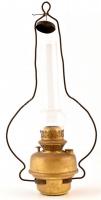 Petróleum lámpa réz testtel, jelzett, hibátlan, m: 66 cm