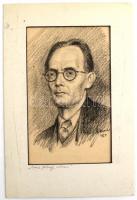 Kozma jelzéssel: Loósz József (1908-1985), szobrász- és éremművész portréja. Ceruza, papír, paszpartuban. 20,5x12,5 cm