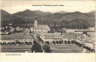 1908 Nagybánya, Baia Mare; Fő tér, északi oldal, templom, üzletek. Kovács Gyula kiadása / main square, church, shops (fa)