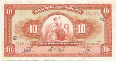 Peru 1967. 10S T:III szép papír Peru 1967. 10 Soles de Oro C:F nice paper Krause P#84