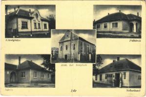 Dőr, Községháza, Plébánia, Római katolikus templom, iskola, Szövetkezet üzlete (fa)