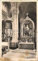 Fót, templom, Szent Franciska oltára a szószékkel, belső. Blaas Károly festménye (fa)