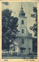 1939 Aszód, Római katolikus templom. Löwy Andor kiadása (lyukak / pinholes)