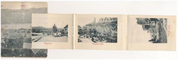 1921 Nagymaros és Visegrád, leporellólap, belül: Korona szálloda, Fő utca, üzletek, gyógyszertár, vi...
