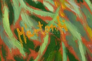 Mártonfi Benke Márta (1958-): Nyári Köröspart, 2017. Olaj, farost, jelzett. Hátoldalán autográf feli...