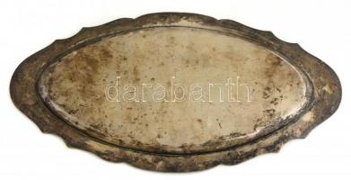 Ezüst (Ag) virág motívumos tálca, jelzettt, kopásokkal, 21,5x41 cm, nettó: 441 g