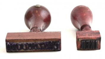 2 régi bélyegző, Pénzbedobó, Iker felirattal 7,5 cm, 7 cm