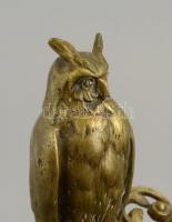 Bagollyal díszített historizáló réz asztali tintatartó, 2 db üvegbetéttel, 28×20×12 cm