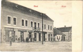 1910 Élesd, Alesd; Fő tér, Karbonár János, Sternberg Ignác, Novák Kálmán, fodrász üzlete. Sternberg Ignác kiadáésa / main square, shops