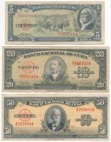 Kuba 1949. 20P + 1950. 50P + 1958. 5P T:III Cuba 1949. 20 Pesos + 1950. 50 Pesos + 1958. 5 Pesos C:F