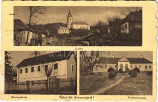 1943 Sarmaság, Sarmasag; látkép, templom, Pénzügyőrség, Frőhlich kastély / general view, church, finance guard and customs office, castle (EK)