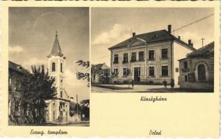 1939 Beled, Evangélikus templom, Községháza, kerékpár (EK)