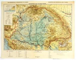cca 1920 Magyarország hegy- és vízrajzi térképe, tervezte: Cholnoky Jenő, 1: 24.00.000, kartonon, 27x40 cm