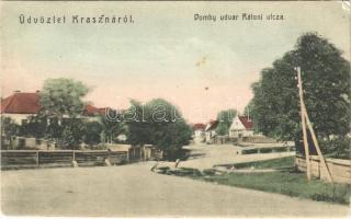 1907 Kraszna, Szilágykraszna, Crasna; Domby udvar, Rátoni utca / street