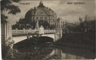 1928 Temesvár, Timisoara; Baia Centrala / Központi fürdő, villamos, híd / spa, bath, tram, bridge. photo