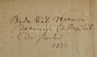 1821 Csonkapapi, Kárpátalja bizonyságlevél sérült viaszpecsétekkel