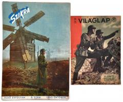 1943-1944 Szikra I. évf. 8. sz. 1943. okt. + Tolnai Világlap. 46. évf. 32 sz. 1944. aug. 9. folyóiratok háborús számai, érdekes fotókkal.