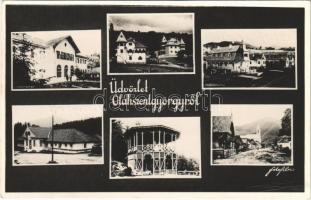 1944 Oláhszentgyörgy, Sangeorgiul Roman, Sangeorz-Bai; nyaralók, utca, fürdő, templom / villas, street view, spa, bath, church (EK)