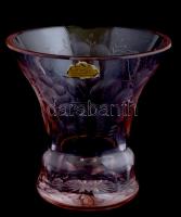Üveg kristály váza, címkével jelzett, kis karcolásokkal, 12x12 cm